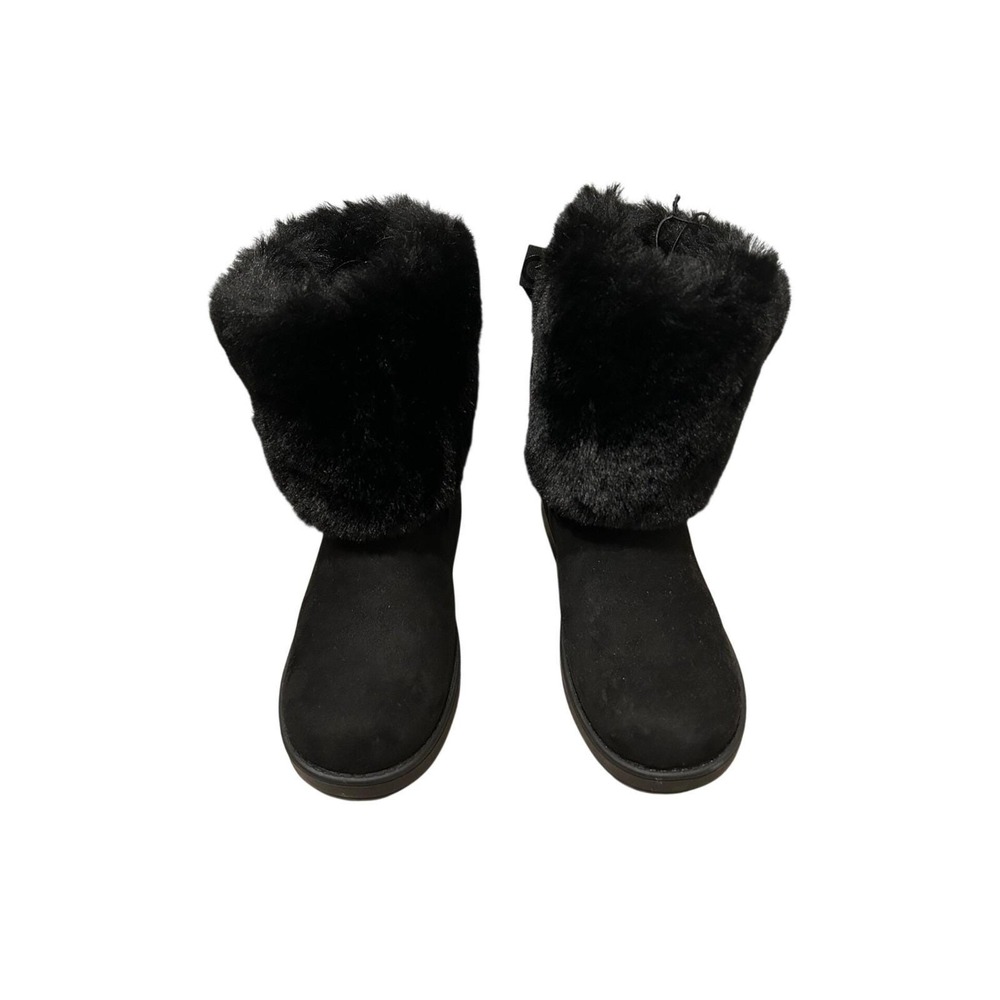 GUESS G by Guess Black Faux Fur Winter Ankle‎ Boots Bow Detail Womens Size 5.5
